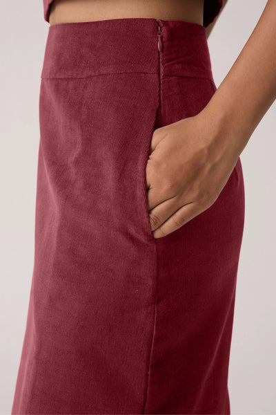 Red Corduroy Skirt Co-ord Set