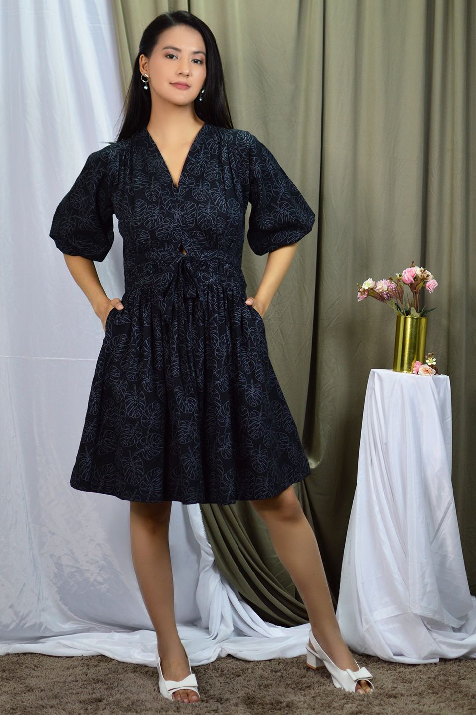 100% Cotton Mini Black Dress