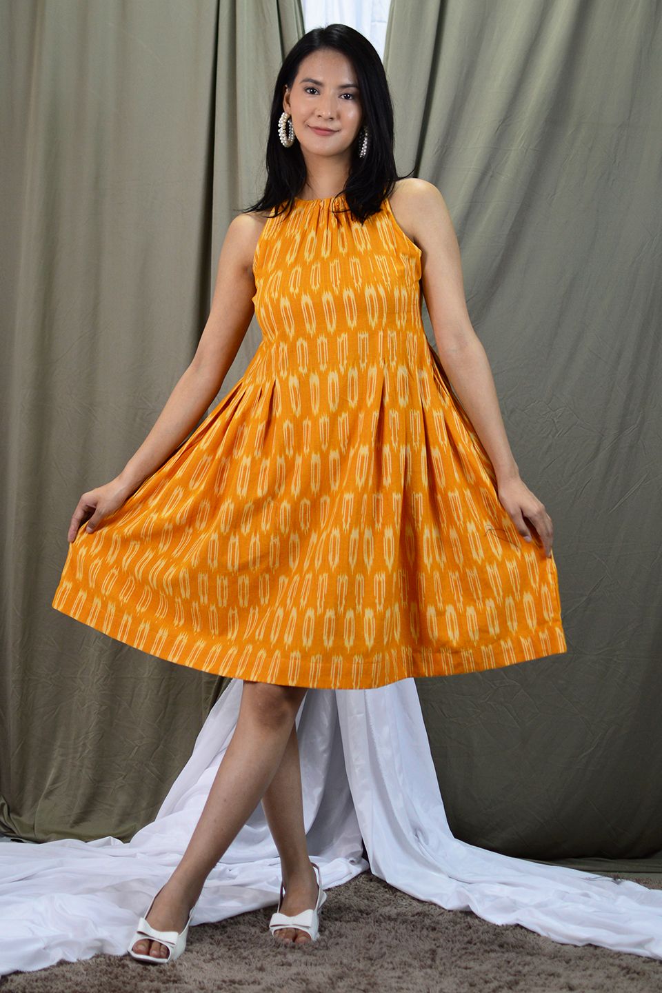 Ikat Midi Yellow Dress