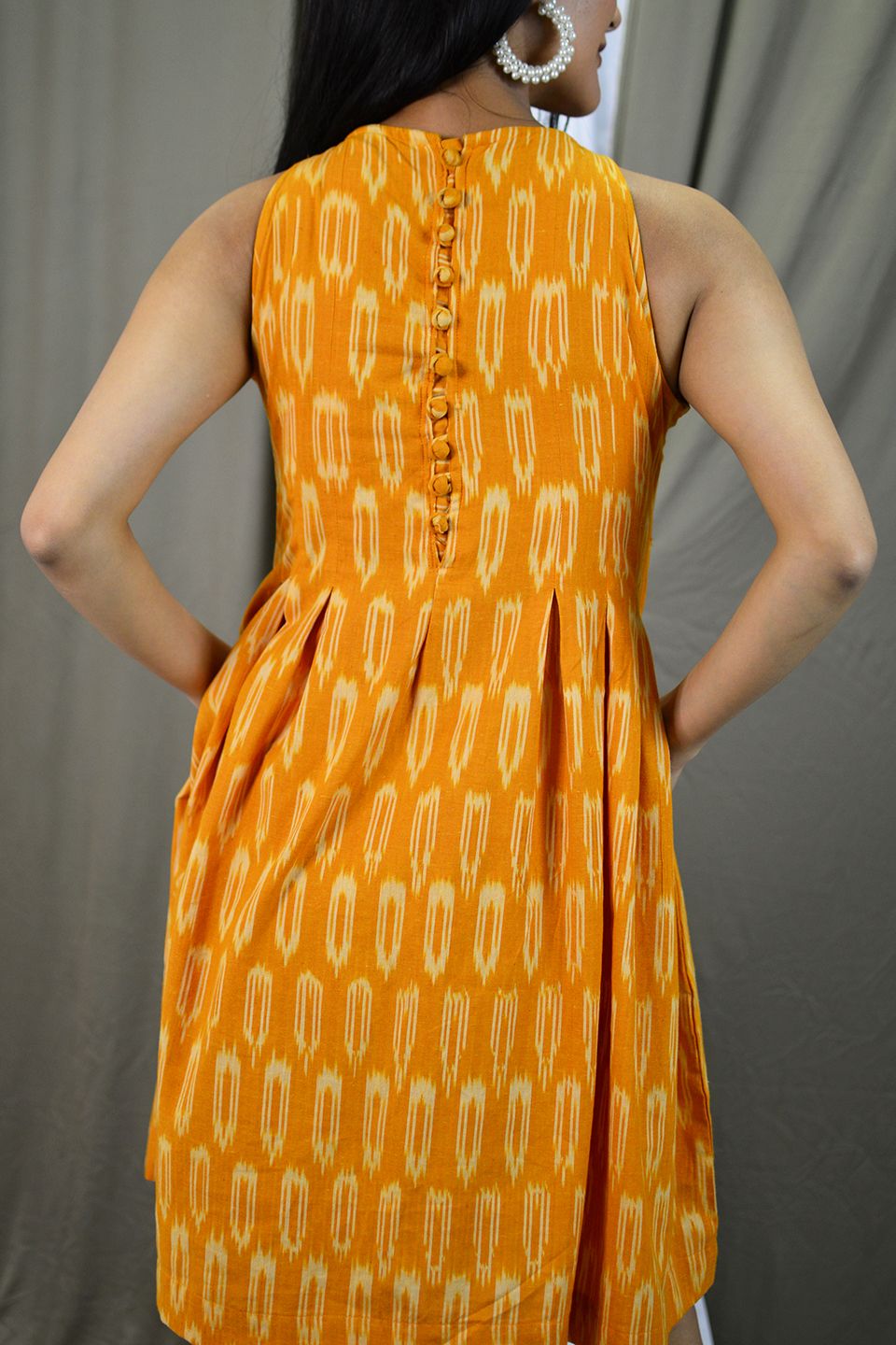 Ikat Midi Yellow Dress  Indophilia