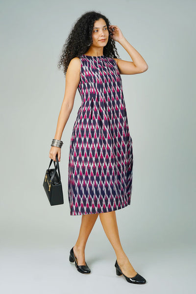 Blue Ikat Midi Dress
