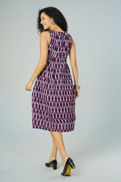 Blue Ikat Midi Dress