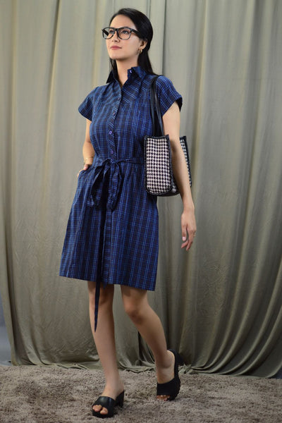 100% Cotton Mini Blue Dress