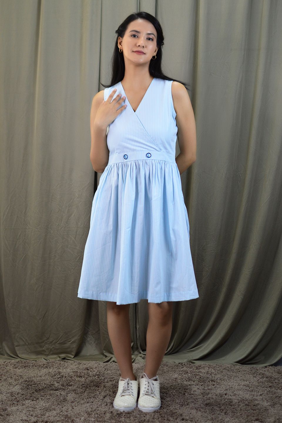 100% Cotton Mini Blue Dress