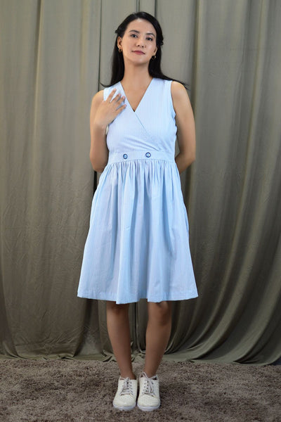 100% Cotton Mini Blue Dress