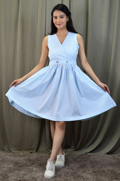 100% Cotton Mini Blue Dress