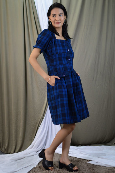 100% Cotton Midi Blue Dress