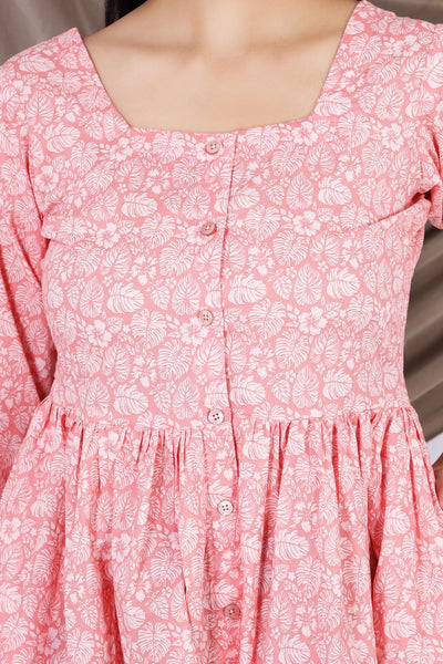 100% Premium Cotton  Pink Mini Dress 