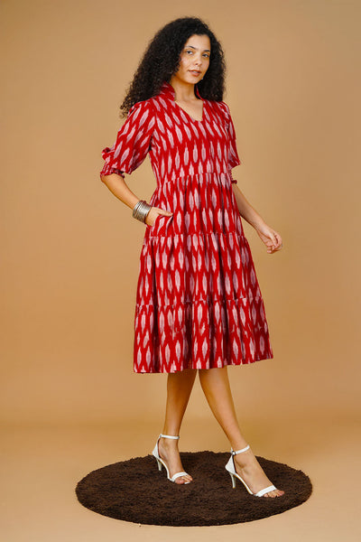 Red Ikat Midi Dress