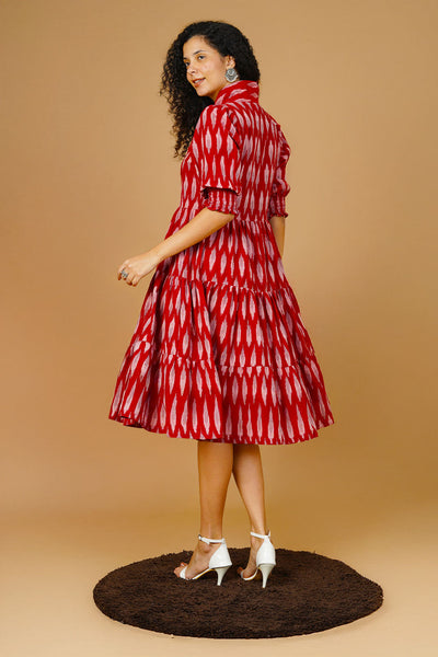 Red Ikat Midi Dress