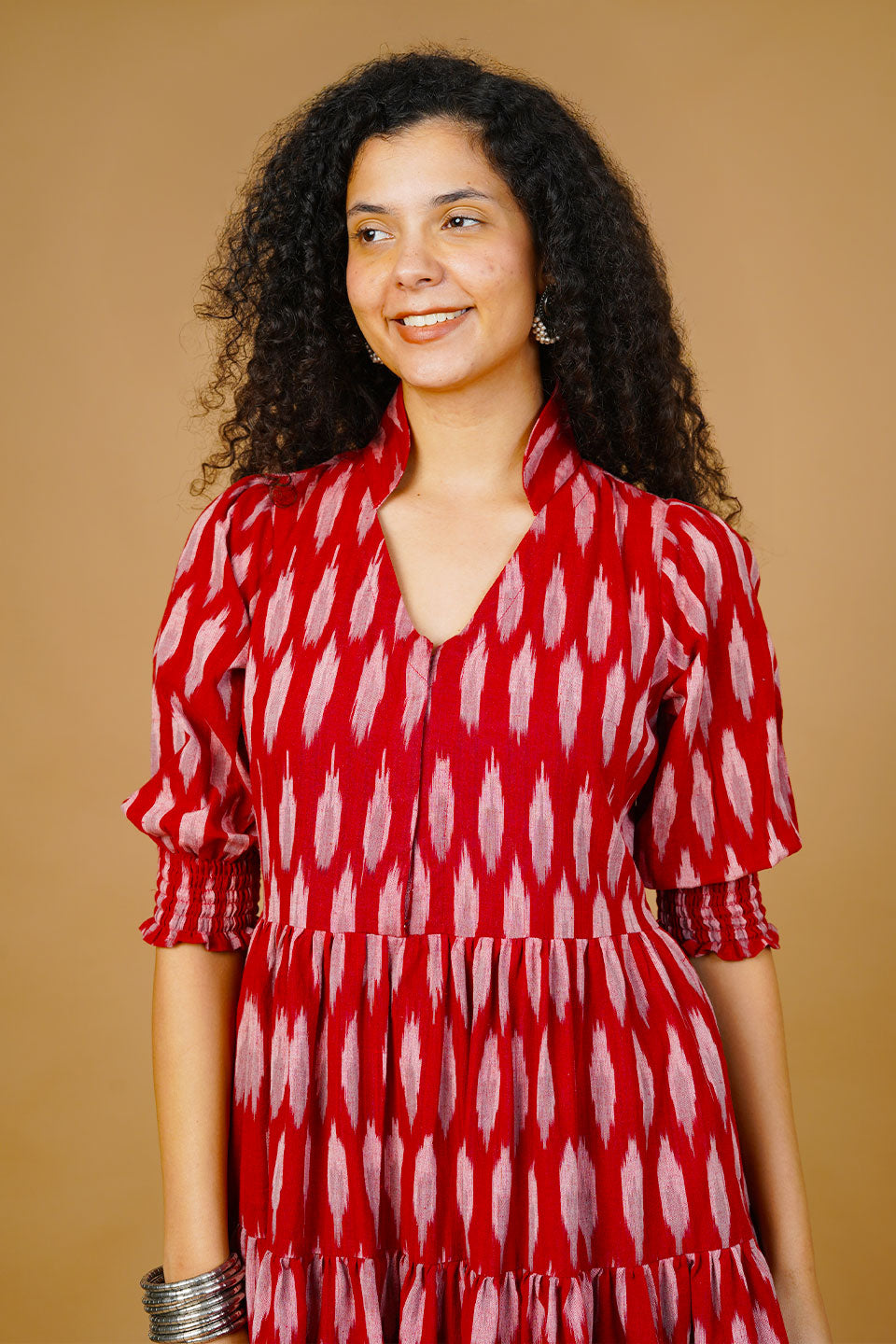 Red Ikat Midi Dress