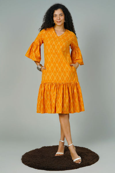 Yellow Ikat Midi Dress