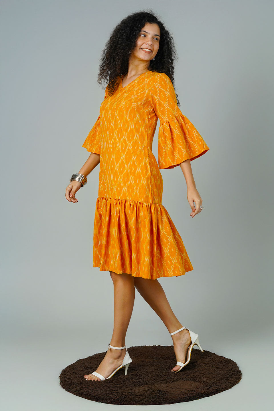 Yellow Ikat Midi Dress