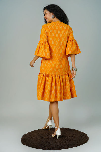 Yellow Ikat Midi Dress