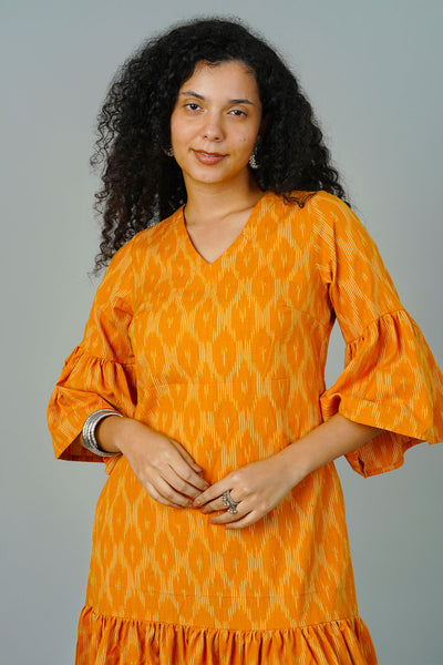 Yellow Ikat Midi Dress