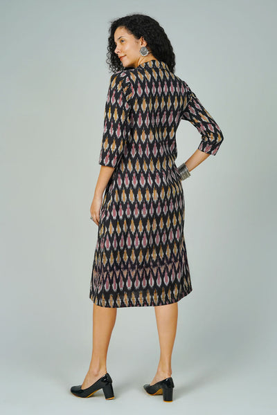 Black Ikat Midi Dress