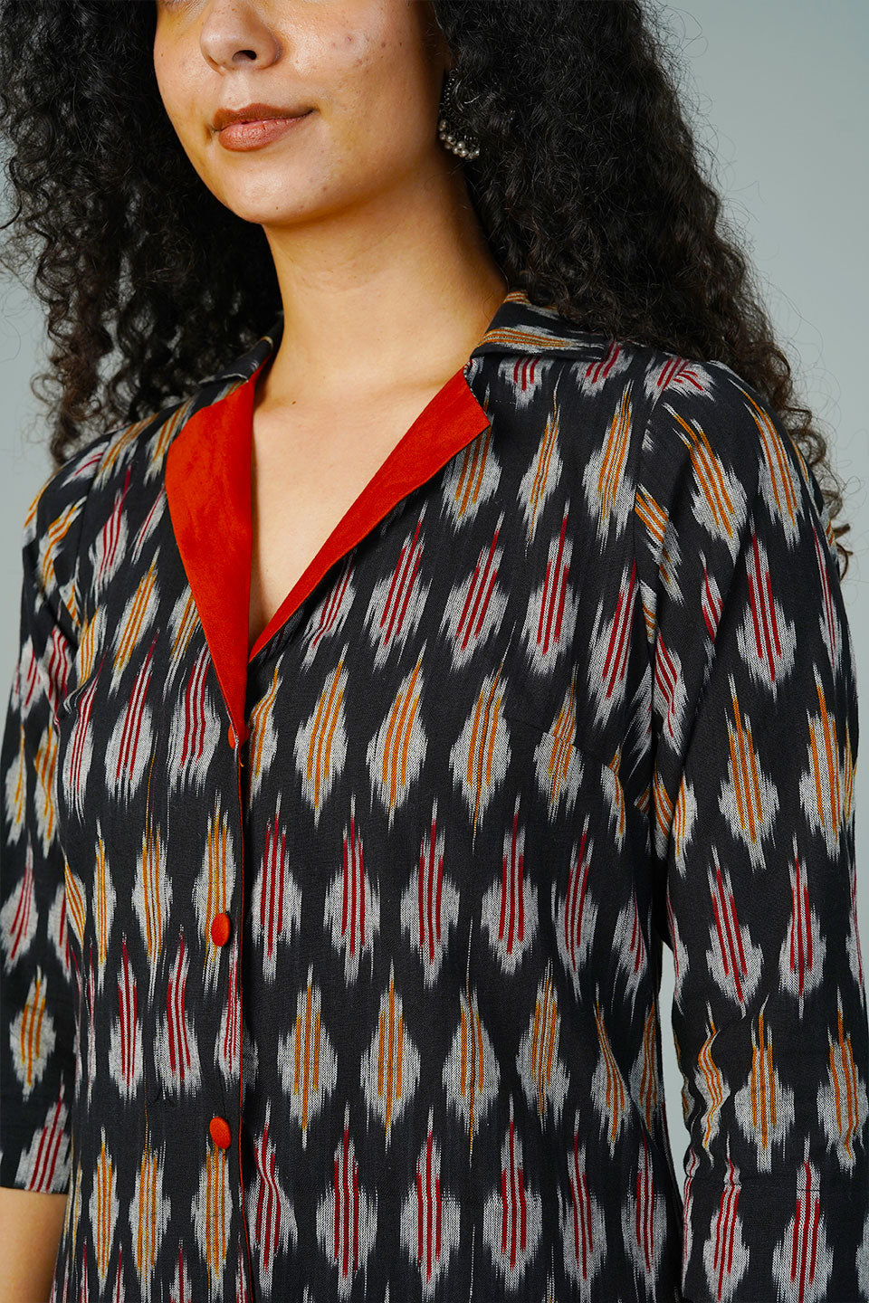 Black Ikat Midi Dress