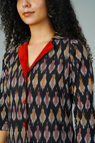 Black Ikat Midi Dress