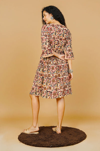 Beige Ikat Midi Dress