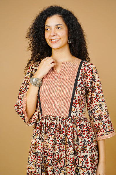 Beige Ikat Midi Dress