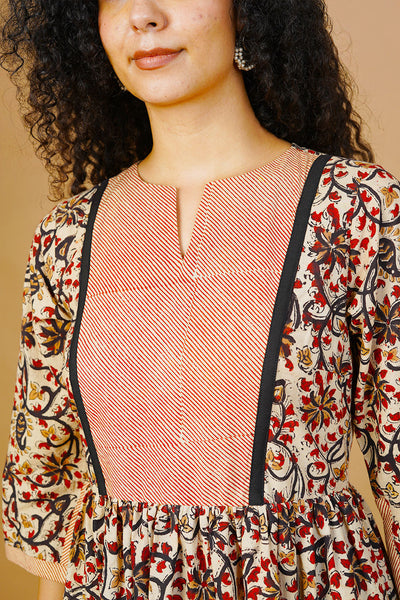 Beige Ikat Midi Dress