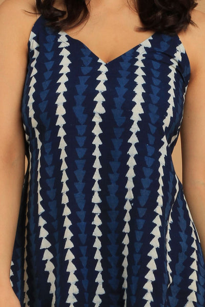 Indigo Blue Cotton Mini Dress