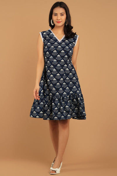 Indigo Blue Cotton Mini Dress