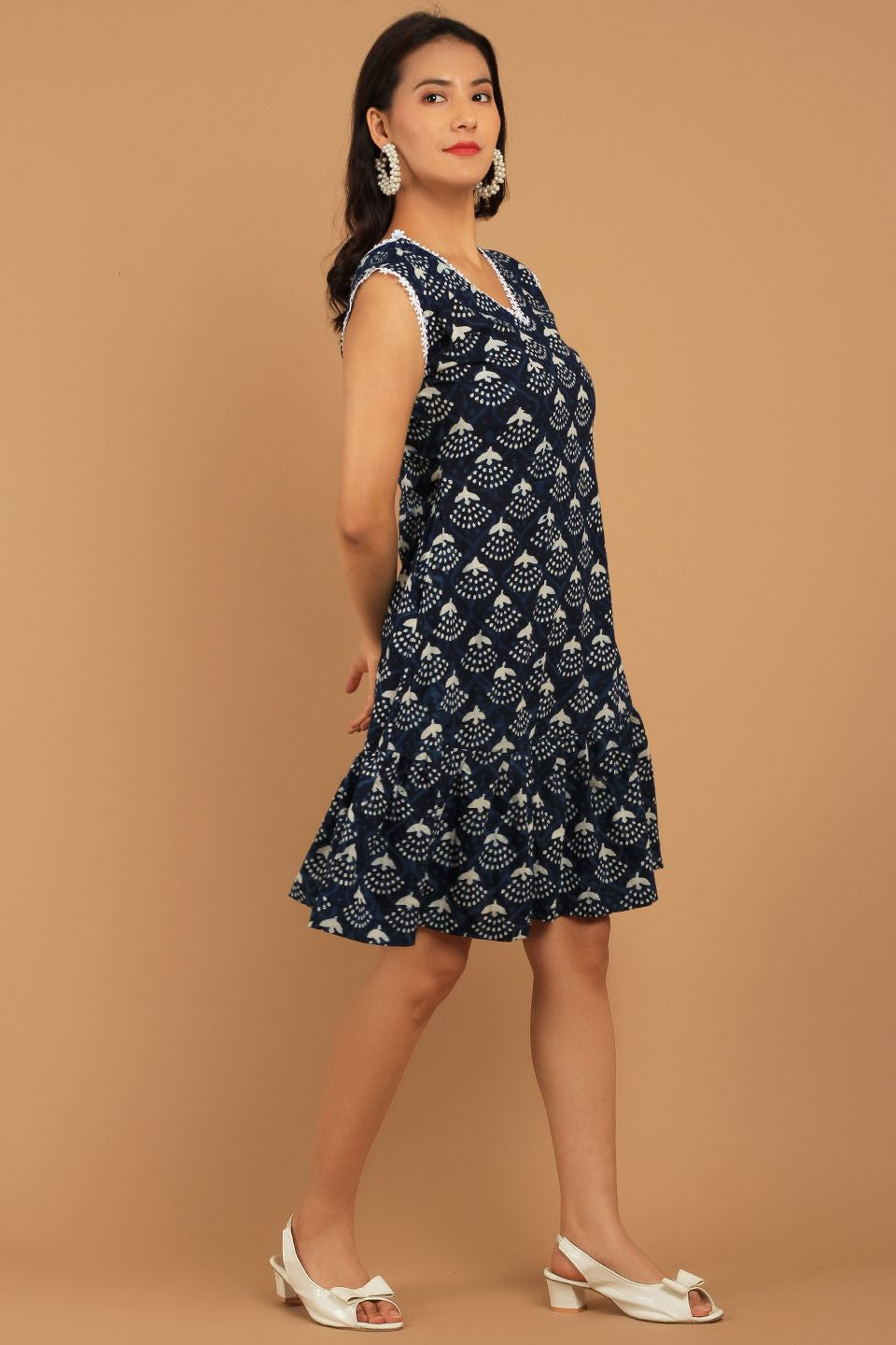 Indigo Blue Cotton Mini Dress