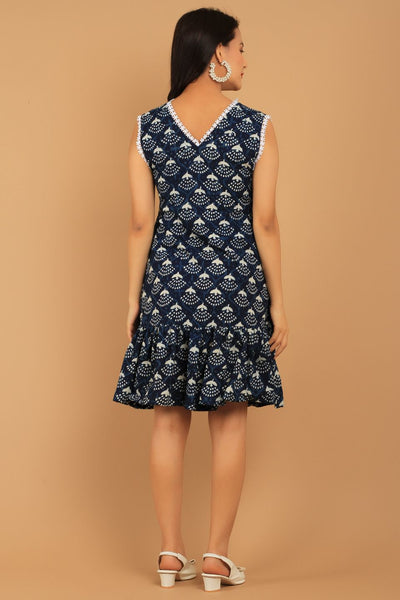 Indigo Blue Cotton Mini Dress