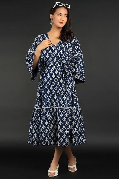 Indigo Blue Cotton Midi Dress