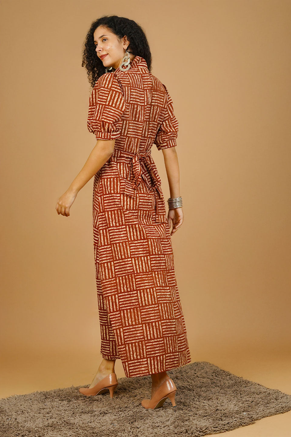 Red Bagru Cotton Dress