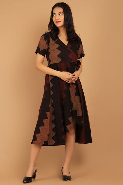 Bagru Brown Cotton Maxi Dress