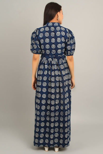 Indigo Blue Cotton Midi Dress