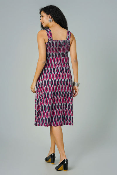 Blue Blockprint Midi Dress