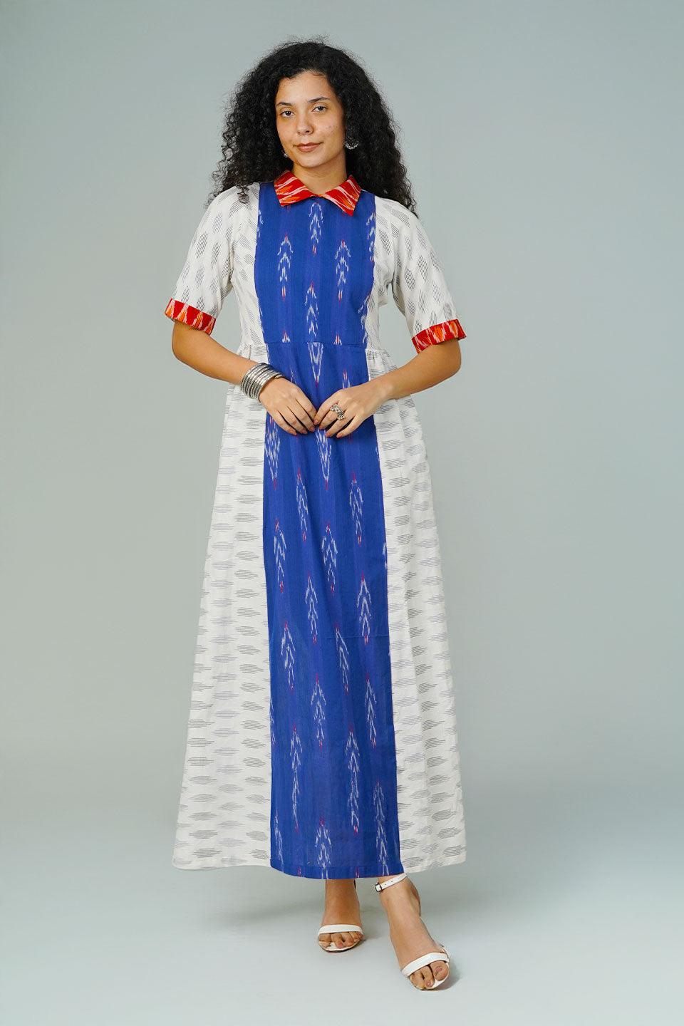 White  Ikat Maxi Dress
