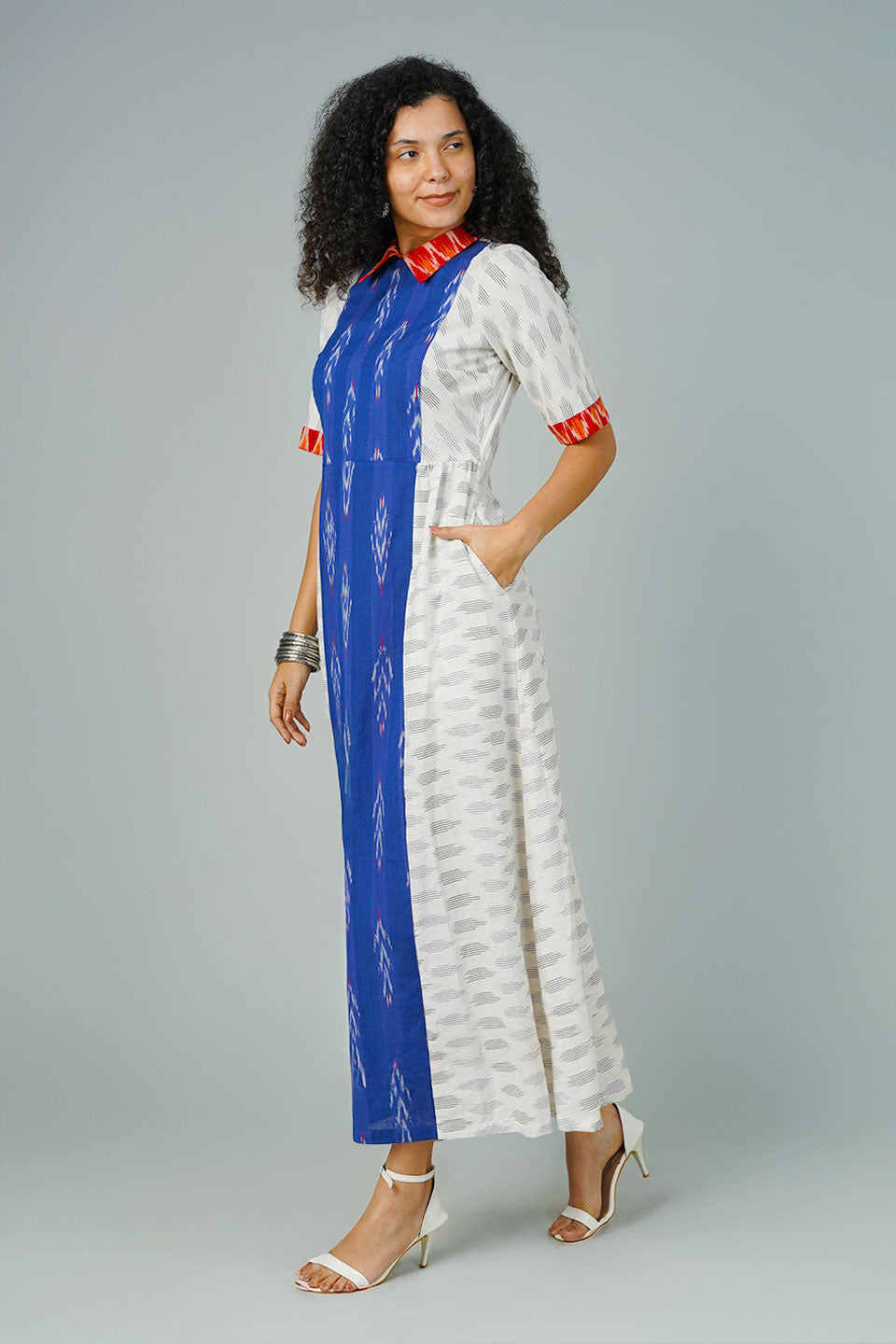 White  Ikat Maxi Dress