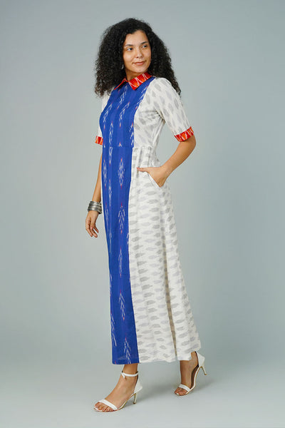 White  Ikat Maxi Dress