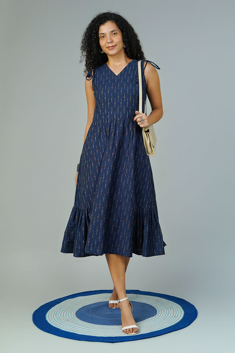 Blue Ikat Midi Dress