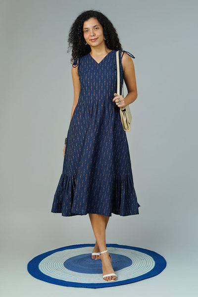 Blue Ikat Midi Dress