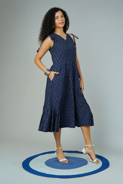 Blue Ikat Midi Dress