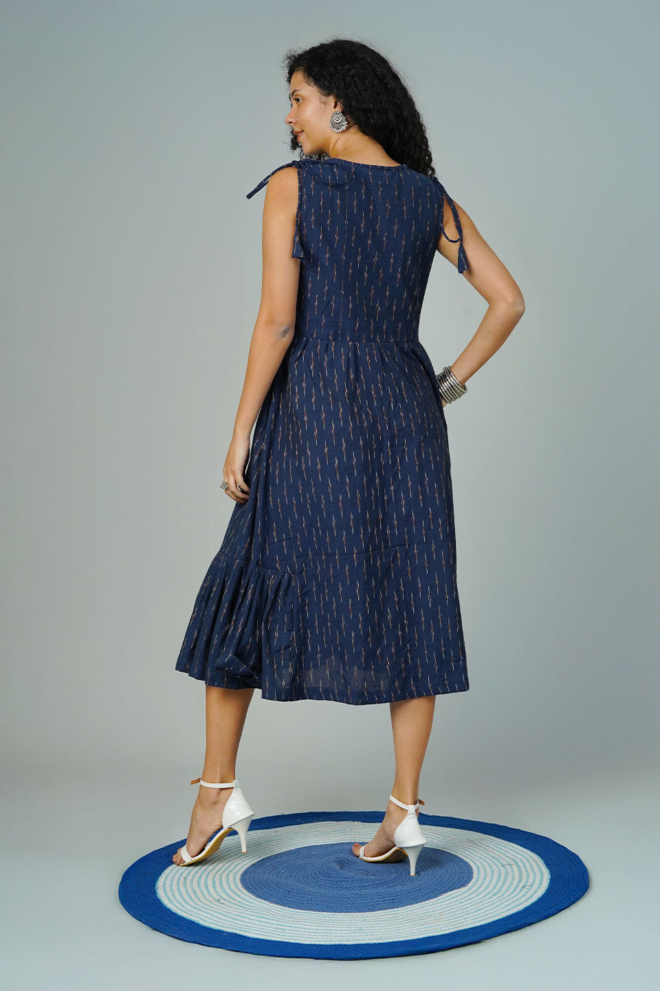 Blue Ikat Midi Dress