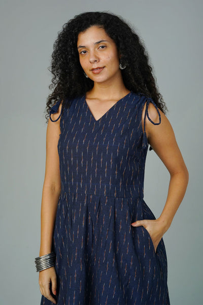 Blue Ikat Midi Dress