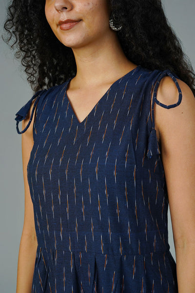 Blue Ikat Midi Dress