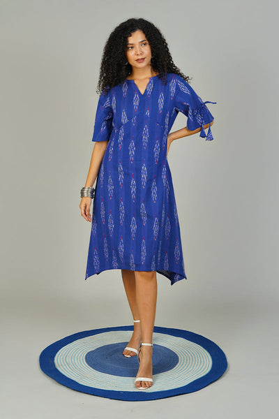 Blue Ikat Cotton Dress