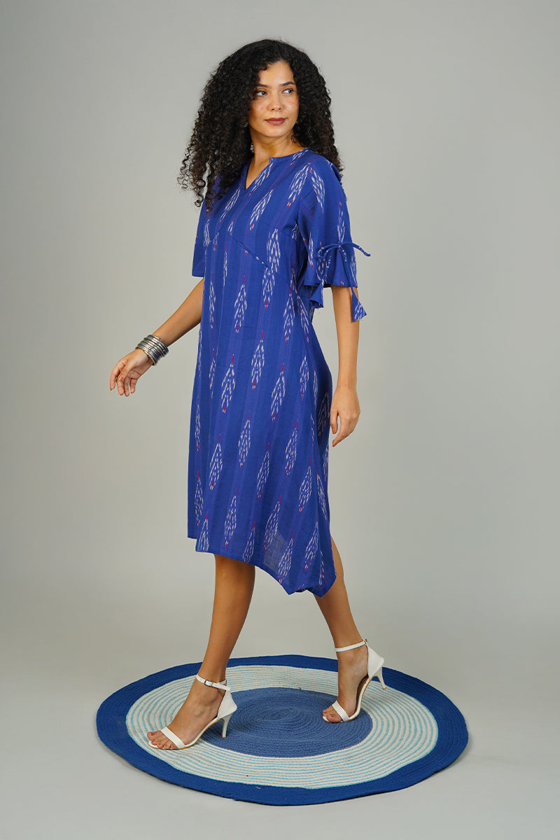 Blue Ikat Cotton Dress