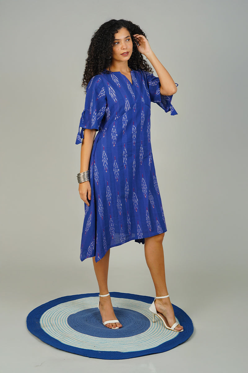 Blue Ikat Cotton Dress