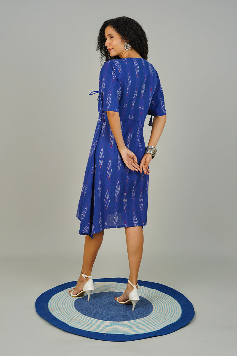 Blue Ikat Cotton Dress
