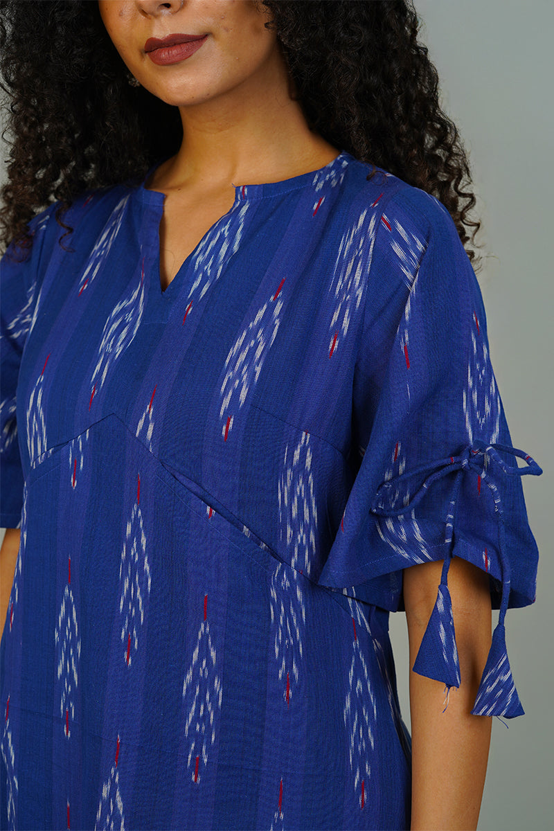 Blue Ikat Cotton Dress