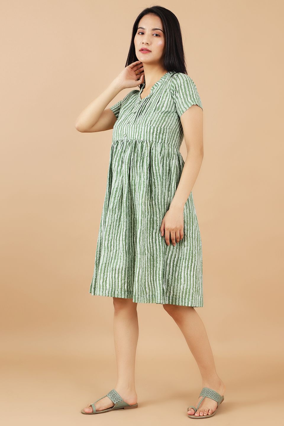 Jaipur Cotton Green Dress