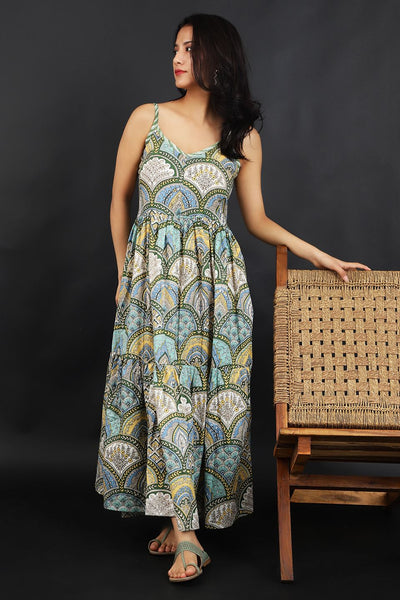 Jaipur Cotton Green Dress